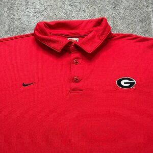 Georgia Bulldogs Nike Polo Shirt Men 2XL XXL Red Black Team Issue Performance